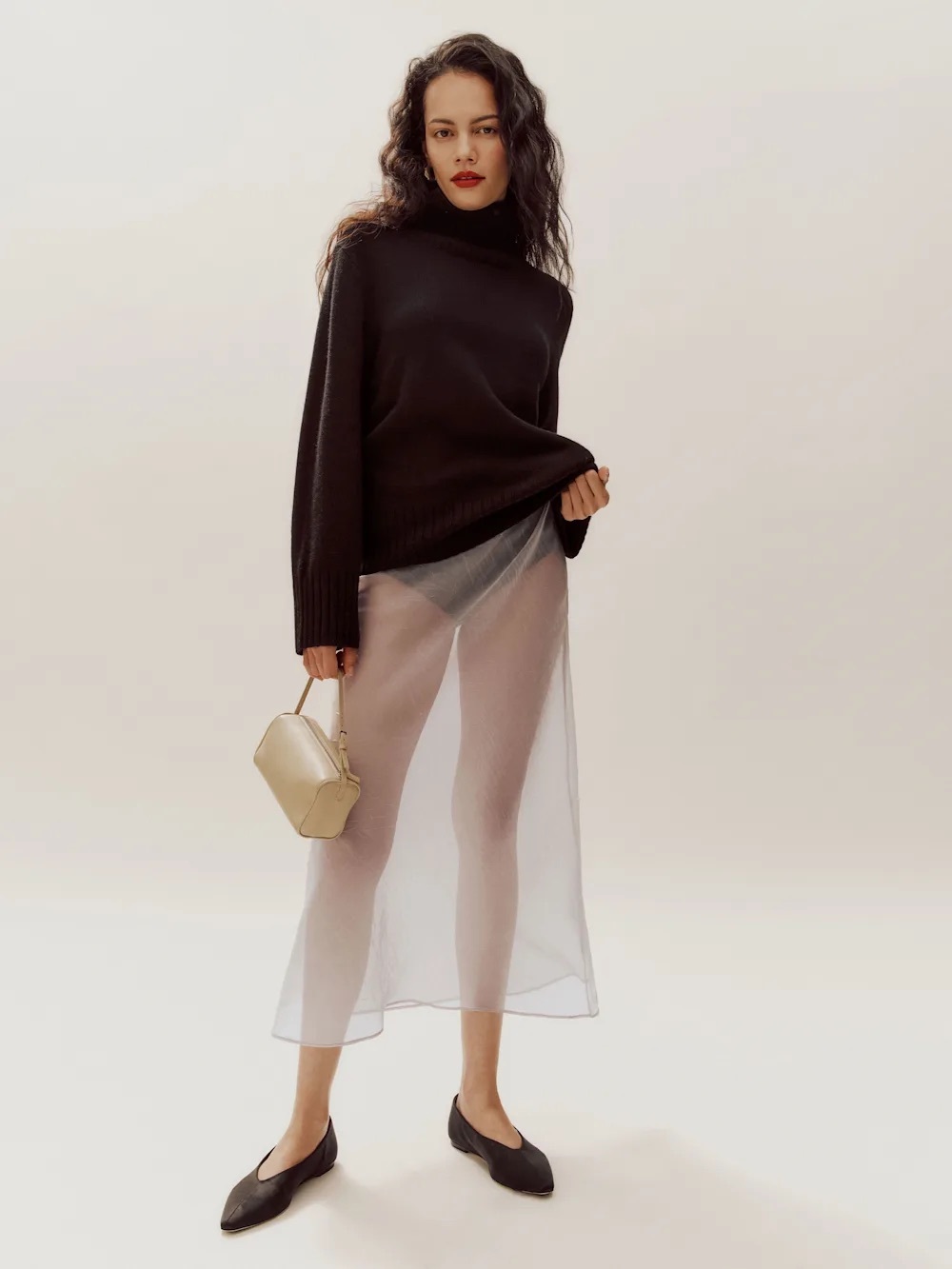 Reformation Layla Sheer Midi Skirt in Sterling Gray
